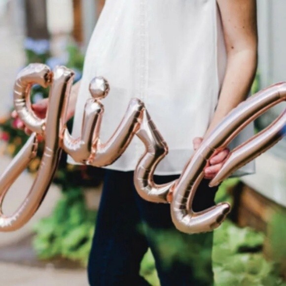 Rose Gold Baby Girl foil gender reveal balloon - Picture 2 of 4